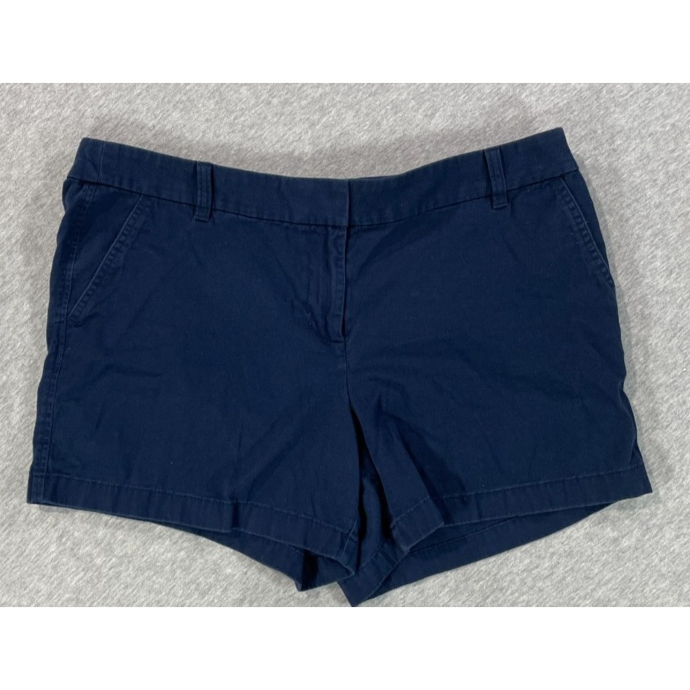 J.Crew 5" Classic Fit Chino Shorts Womens 14 Navy Blue Cotton Flat Front Casual
